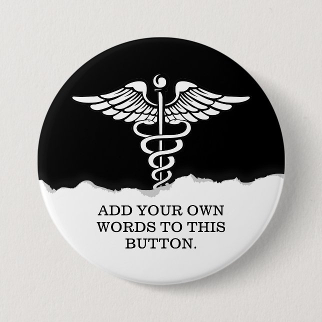 Badge Rond 7,6 Cm Noir solide des textes faits sur commande Médicale (Devant)