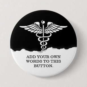 Badge Rond 7,6 Cm Noir solide des textes faits sur commande Médicale
