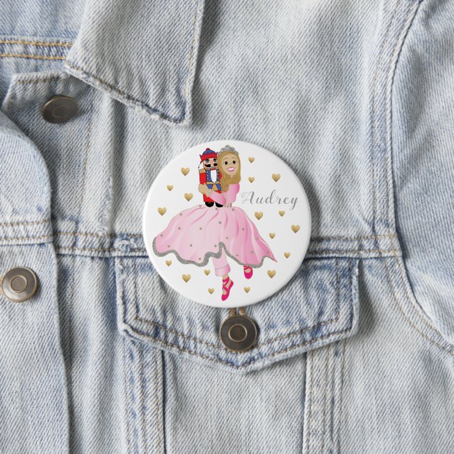 Badge Rond 7,6 Cm Noisette de Noël Ballerina (En situation)