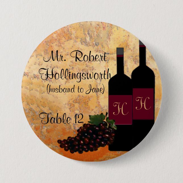 Badge Rond 7,6 Cm Nom de bouteille de vin et nombre de Tableau (Devant)