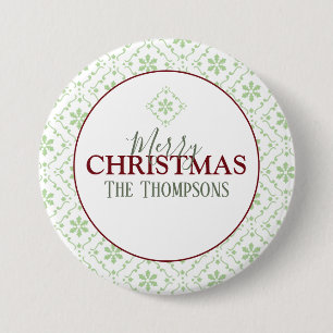 Badge Rond 7,6 Cm Nom de famille personnalisé pour Noël tendance
