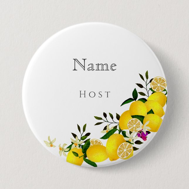 Badge Rond 7,6 Cm Nom de l'anniversaire de la Squeeze citron (Devant)