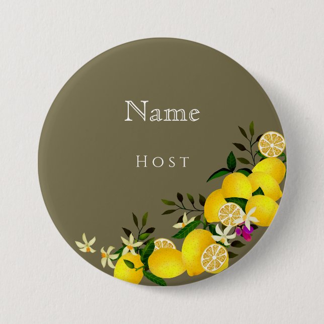 Badge Rond 7,6 Cm Nom de l'anniversaire de la Squeeze citron (Devant)