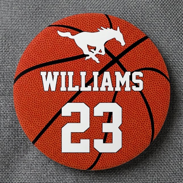 Badge Rond 7,6 Cm Nom du joueur personnalisé de basket-ball et logo  (Customizable basketball team buttons for basketball players, teams and fans. Great for proud parents)