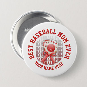 Badge Rond 7,6 Cm Nom personnalisé élégant de la MOM BASEBALL