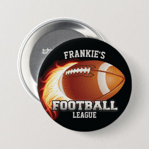 Badge Rond 7,6 Cm NOM Personnalisé Flames de football américain Sp