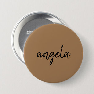 Badge Rond 7,6 Cm Nom personnalisé moderne brun élégant