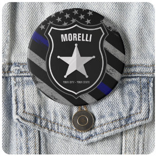 Badge Rond 7,6 Cm NOM Personnalisé Officier de police Drapeau du sh