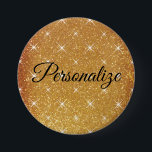 Badge Rond 7,6 Cm Nom personnalisé parties scintillant or brillant g<br><div class="desc">Nom personnalisé parties scintillant doré brillant grand bouton pinback. pin's personnalisées pour Anniversaire, Noël, fête de bureau, Nouvel An, mariage, événement, célébration etc. Faites votre propre badge de nom pour les amis, la famille, les invités, les employés, les clients, les collègues, les clients, les demoiselles d'honneur, la servante d'honneur, le...</div>
