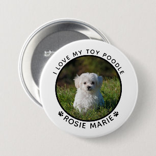 Badge Rond 7,6 Cm Nom photo du chien mignon Empreintes de pattes per