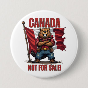 Badge Rond 7,6 Cm NON À VENDRE, Canada, Bélier à bois, Drapeau,