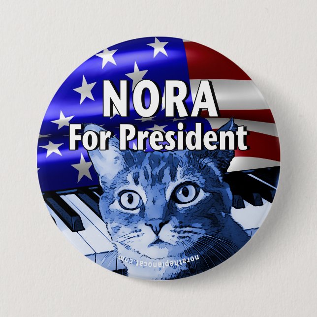 Badge Rond 7,6 Cm Nora pour le Président Button In Blue #3 (Devant)