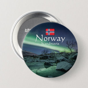 Badge Rond 7,6 Cm Northern Lights Norvège