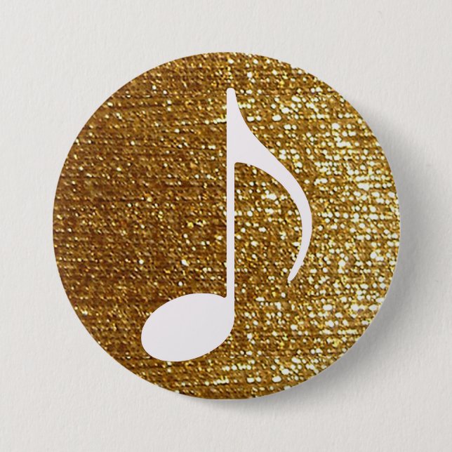 Badge Rond 7,6 Cm note musicale d'or (Devant)
