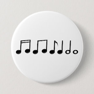 Badge Rond 7,6 Cm Notes musicales