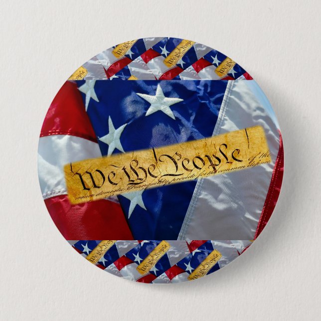 Badge Rond 7,6 Cm Nous Le Peuple Drapeau Américain (Devant)