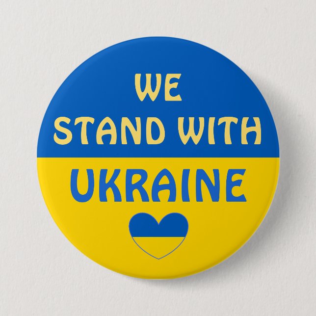 Badge Rond 7,6 Cm Nous sommes avec l'Ukraine | Afficher le support (Devant)