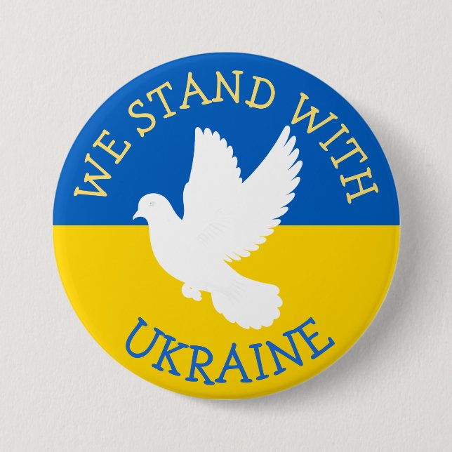Badge Rond 7,6 Cm Nous sommes avec l'Ukraine | Afficher le support (Devant)