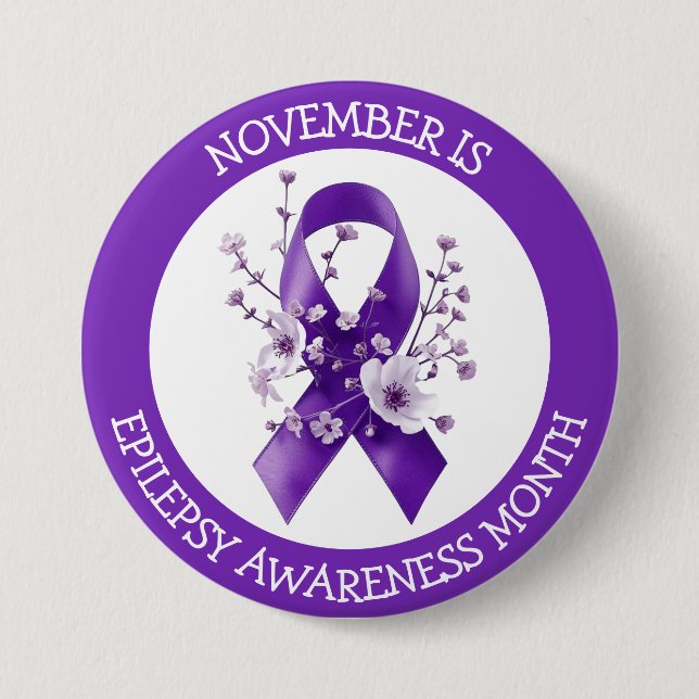 Badge Rond 7,6 Cm November is Epilepsy Awareness Month (Devant)