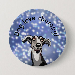 Badge Rond 7,6 Cm nuit étoile blanche, amour chien