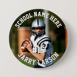 Badge Rond 7,6 Cm Numéro de photo du joueur et nom de l'équipe Footb
