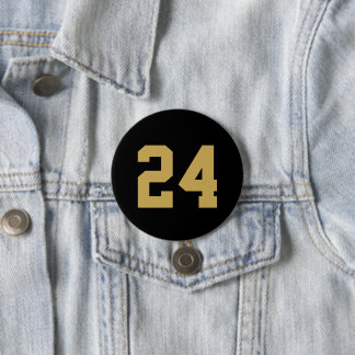 Badge Rond 7,6 Cm Numéro du maillot de sport noir et or