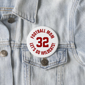 Badge Rond 7,6 Cm Numéro Jersey de la maman de la Crimson et du foot