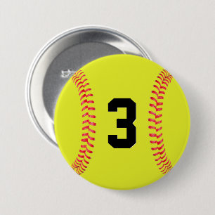 Badge Rond 7,6 Cm Numéro ou lettres du maillot du joueur de softball