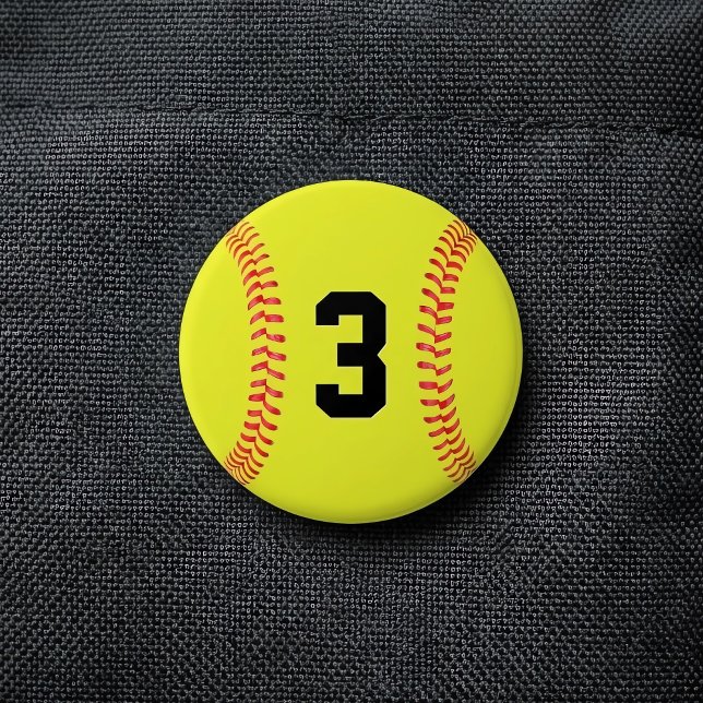 Badge Rond 7,6 Cm Numéro ou lettres du maillot du joueur de softball (Make your own personalized round softball button. Customize with any number or letters.)