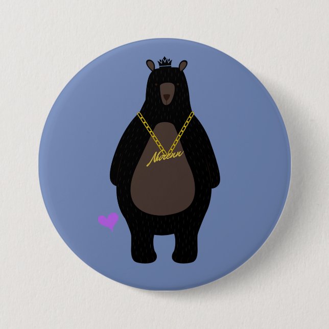 Badge Rond 7,6 Cm NurenN noir ours bleu (Devant)