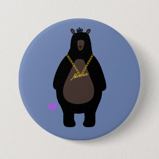 Badge Rond 7,6 Cm NurenN noir ours bleu