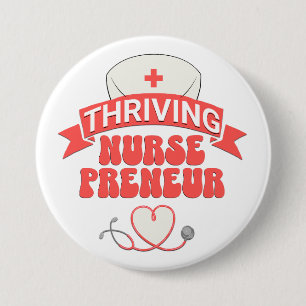 Badge Rond 7,6 Cm NURSEPRENEUR ÉMERGENTE Infirmière Entrepreneur
