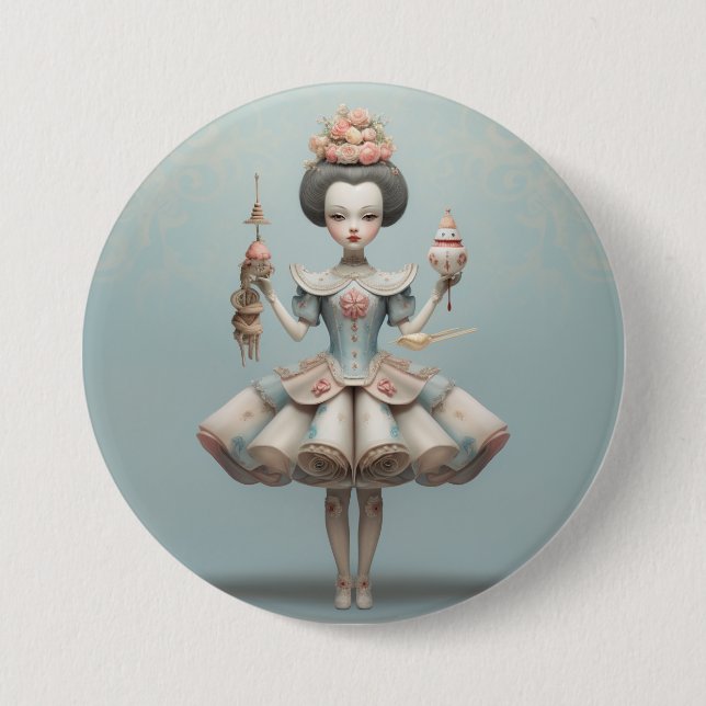 Badge Rond 7,6 Cm Nutcracker Ballet Fashion-Chinese Dancers (Devant)
