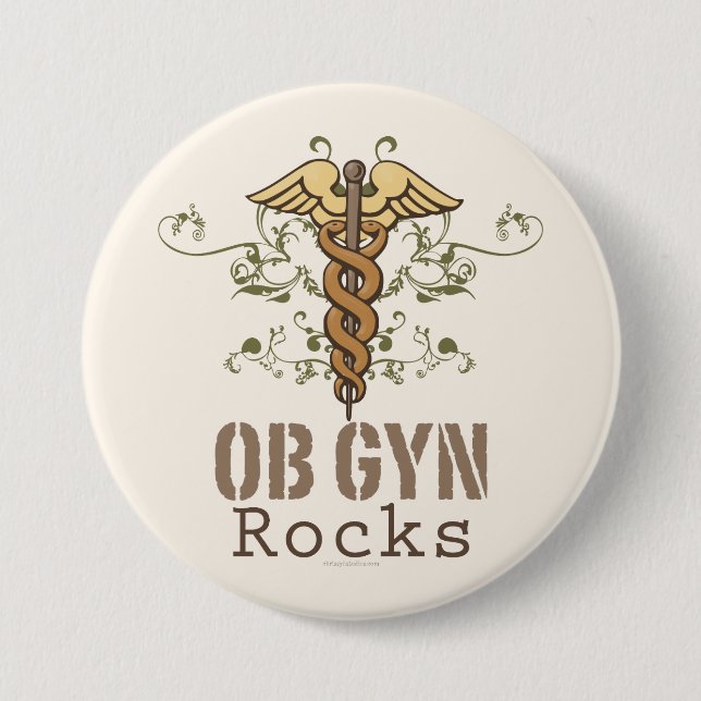 Badge Rond 7,6 Cm OB GYN bascule le bouton (Devant)