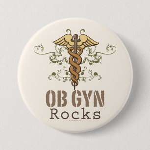 Badge Rond 7,6 Cm OB GYN bascule le bouton
