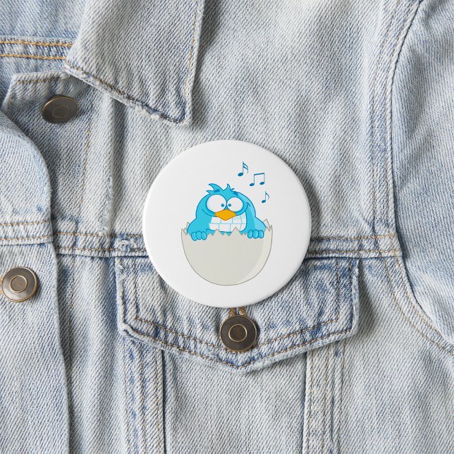 Badge Rond 7,6 Cm Observation d'oiseaux bleus (Créateur téléchargé)