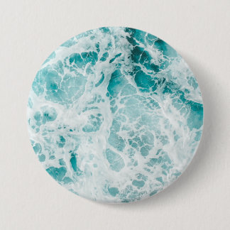 Badge Rond 7,6 Cm Ocean Blue Waves