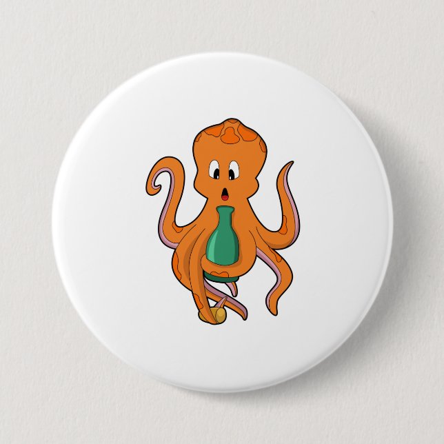 Badge Rond 7,6 Cm Octopus avec bouteille.PNG (Devant)