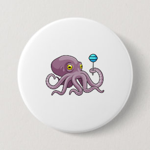 Badge Rond 7,6 Cm Octopus avec Lollipop