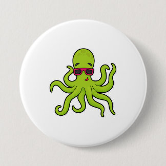 Badge Rond 7,6 Cm Octopus avec lunettes de soleil