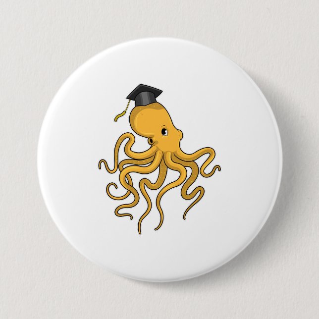 Badge Rond 7,6 Cm Octopus comme étudiant avec diplôme (Devant)