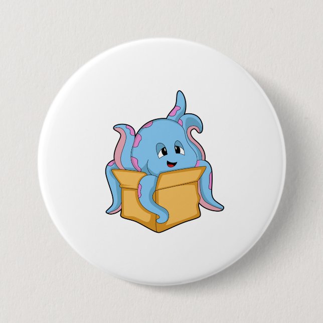 Badge Rond 7,6 Cm Octopus with Packet. (Devant)