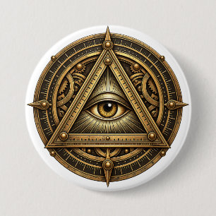 Badge Rond 7,6 Cm Œil d'Astrolabe en Bronze