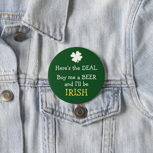 Badge Rond 7,6 Cm Offre de bière irlandais (En situation)