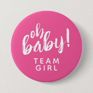 Badge Rond 7,6 Cm Oh Baby Genre Révéler Équipe Fille Bouton