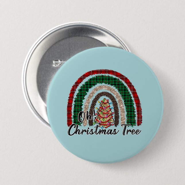 Badge Rond 7,6 Cm Oh Christmas Tree (Devant & derrière)
