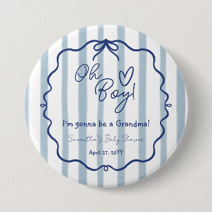 Badge Rond 7,6 Cm Oh garçon mignon moderne Dusty Baby shower bleu gr