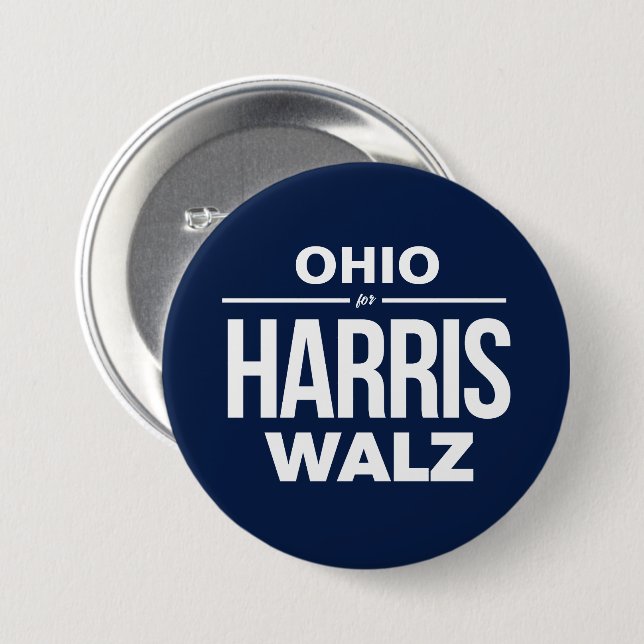 Badge Rond 7,6 Cm Ohio pour Harris Walz (Devant & derrière)