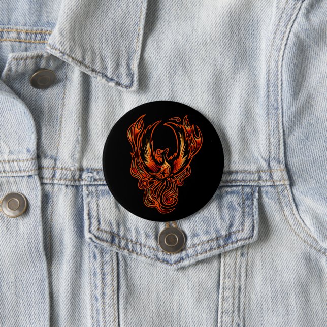 Badge Rond 7,6 Cm Oiseau De Feu (En situation)