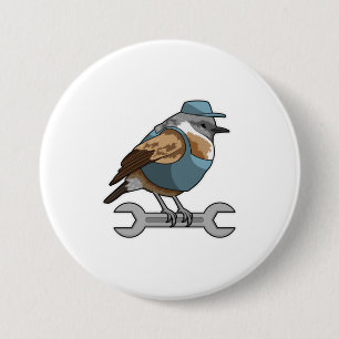 Badge Rond 7,6 Cm Oiseau en tireur avec clé